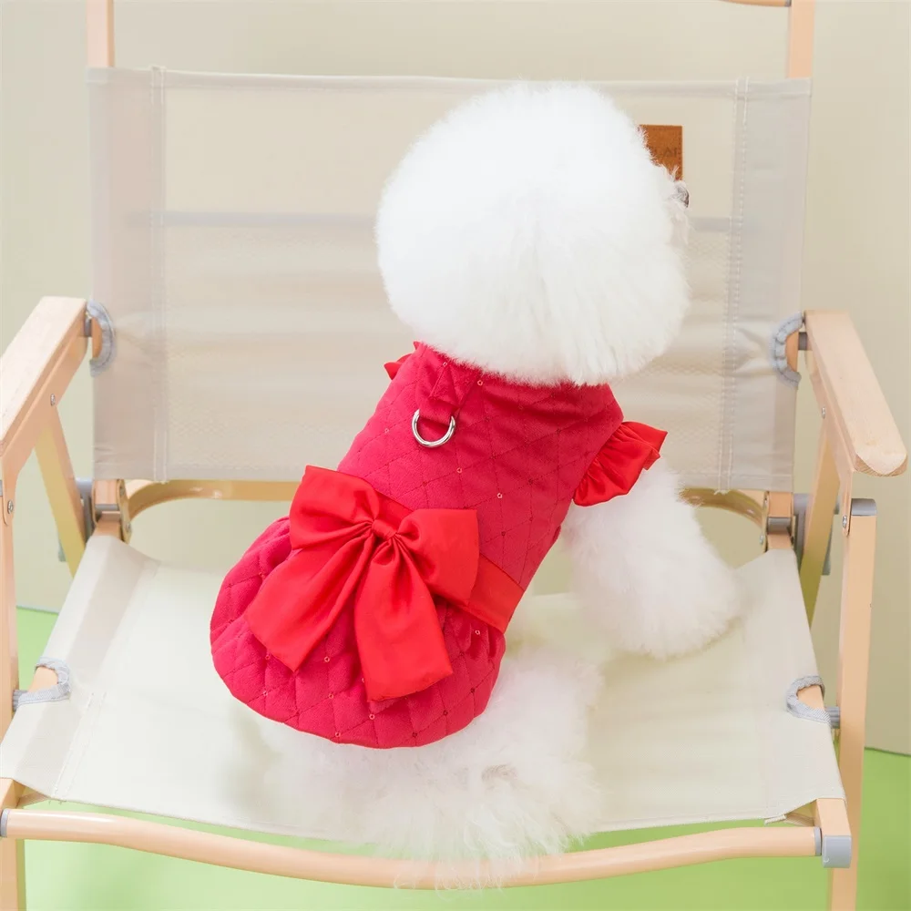 Lovely Winter Puppy Clothes Warm Girl Princess Dog Cat Dress Pet Sweet Skirt for Small Dog Apparel