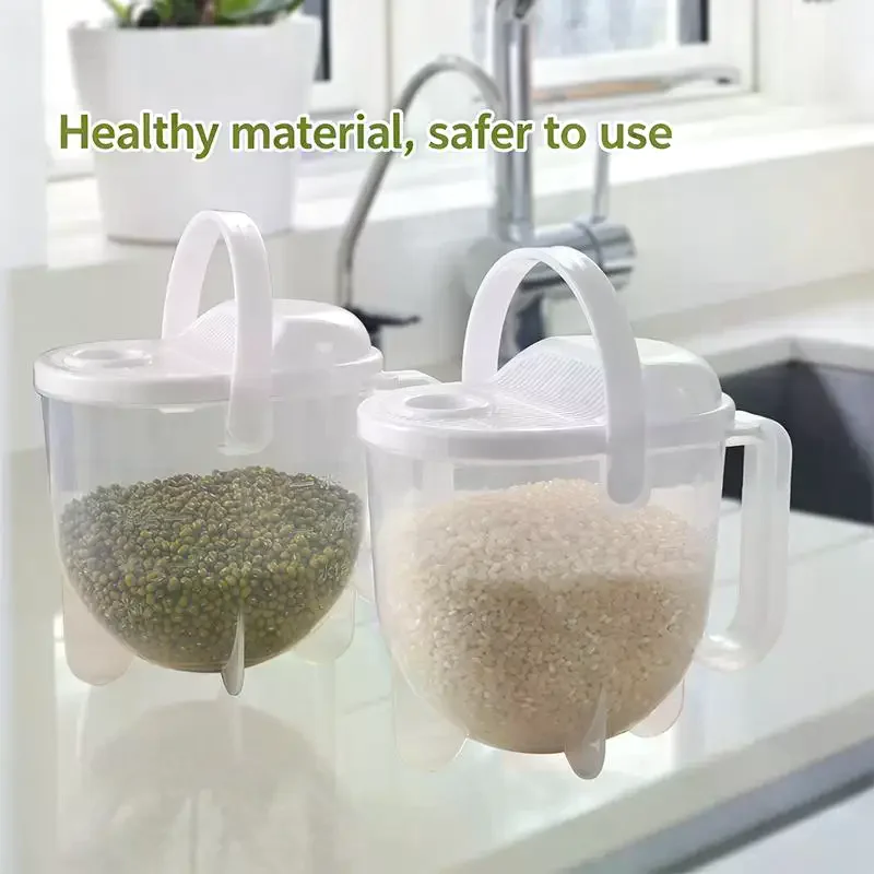 Hand-Free Rice Washer Kitchen Colanders Strainer Bowl With Lid Household Vegetable Washing Strainer For Home Hotel Restaurant