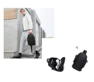 Ozuko  Unique Design Waterproof Casual Sling Bag Men Chest Crossbody Purse Adjustable Strap Leisure Shoulder Bag