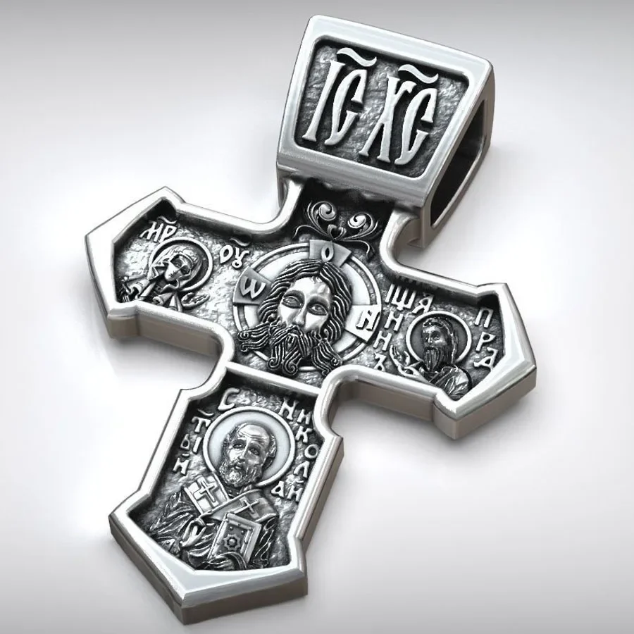 8.1g Jesus Christ Orthodox Silver Christian Cross Christianity Pendant Customized 925 SOLID STERLING Silver Pendant