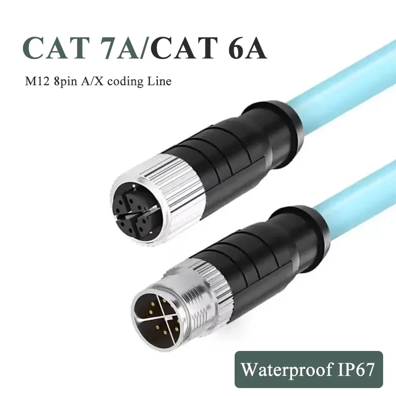 CAT7A M12 8Pin X-Coded Connector Cable 8 Pin A-type M12 Aviation Plug Cat7a/Cat6a Ethernet Network Line for Industrial Camera