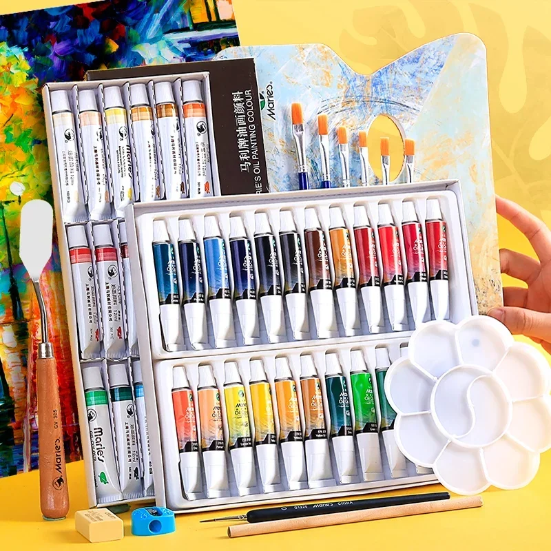 maries tintas a oleo profissionais pigmentos de desenho artigos de arte artista conjunto de pintura a oleo 12 18 24 cores 01