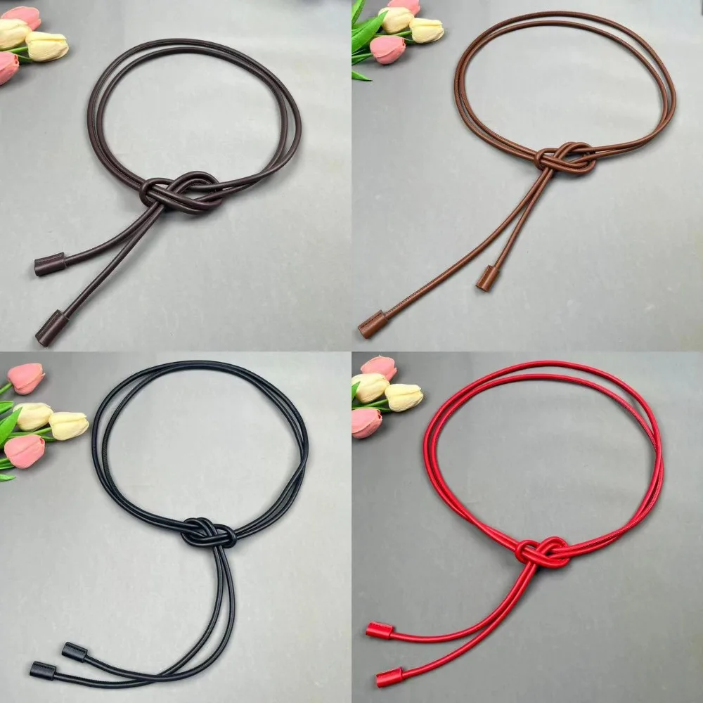 Leather Waist Chain Round Rope Belt Sweater Strap Band Waist Closing Decorative Non-hole Solid Color Knotted Waist Belt Women