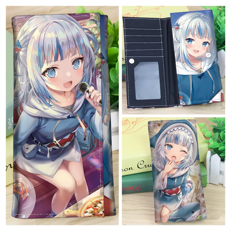 Hololive Gura PU Long Wallet Virtual YouTuber Minato Aqua Nakiri Ayame Rushia Shirakami Card Holders Women Purse Coin Bag Gifts