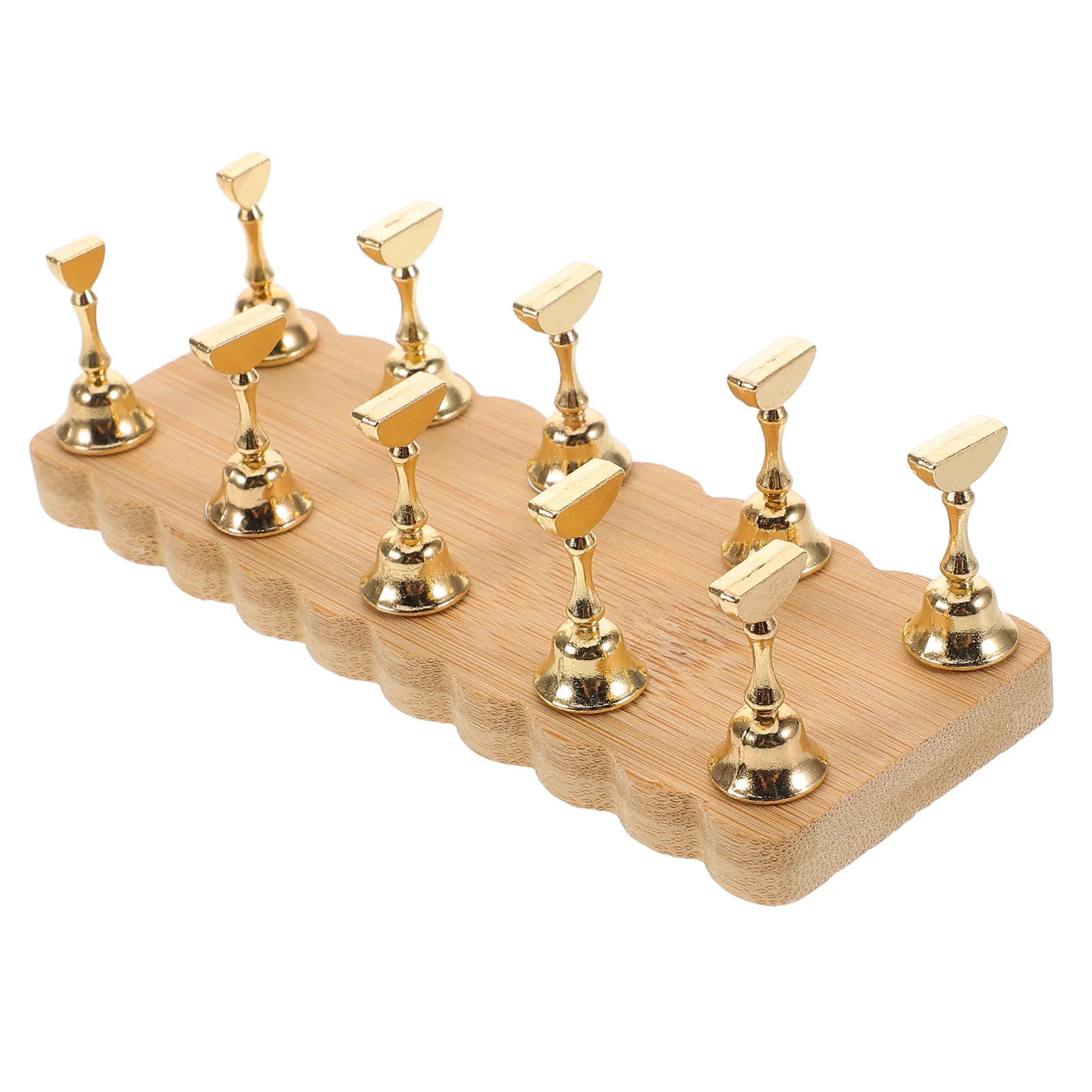 Nail Art Practice Stand Minimalist Floral Edge Wood Manicure Tip Display Holder for Salon False Nails Reusable Nail Tips Holder