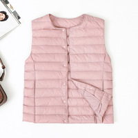 Casual Oversized Variable Collar Duck down Vest Warm Live Broadcast Bestseller Two-Way Zipper Polo Collar Elasticized Sleeveless