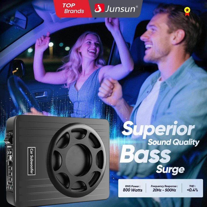 Junsun 10 "Ultraslanke Auto Subwoofer Onder Seat Actieve Subwoofer Luidspreker voor Diepe Bas Car Audio Geschikt voor 99% van automodellen