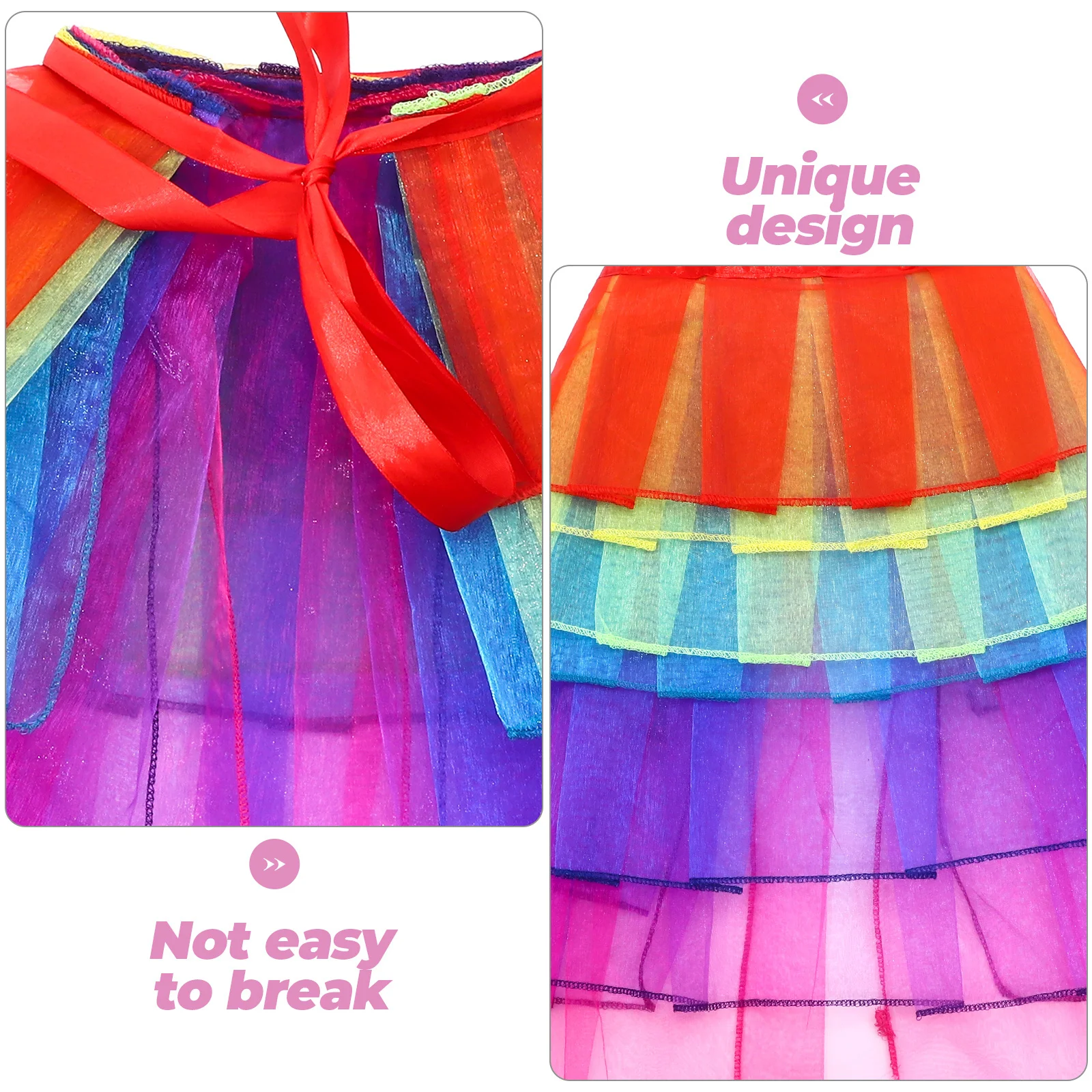 กระโปรงสายรุ้งหลากสีตาข่ายผู้หญิง กระโปรงมินิเดรสผ้าทูลหลายชั้น ฟรีไซส์ สำหรับการแสดง งานปาร์ตี้ คอสเพลย์ กระโปรงบัลเลต์