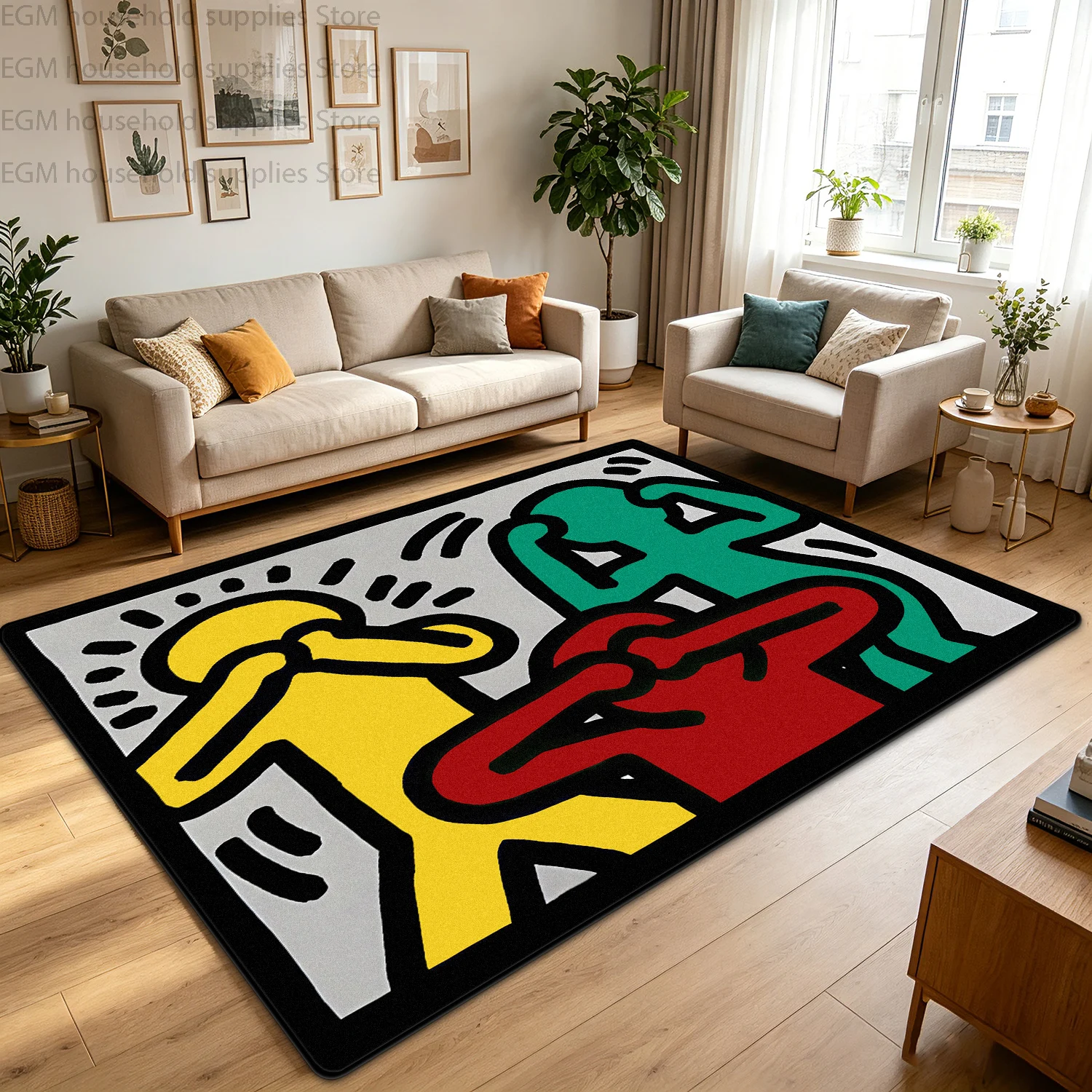 Colorful Abstract Graffiti Pop Art Carpet Living Room Large Rugs Modern Bedroom Decor Washable Non-slip Soft Fluffy Floor Mats - view 3