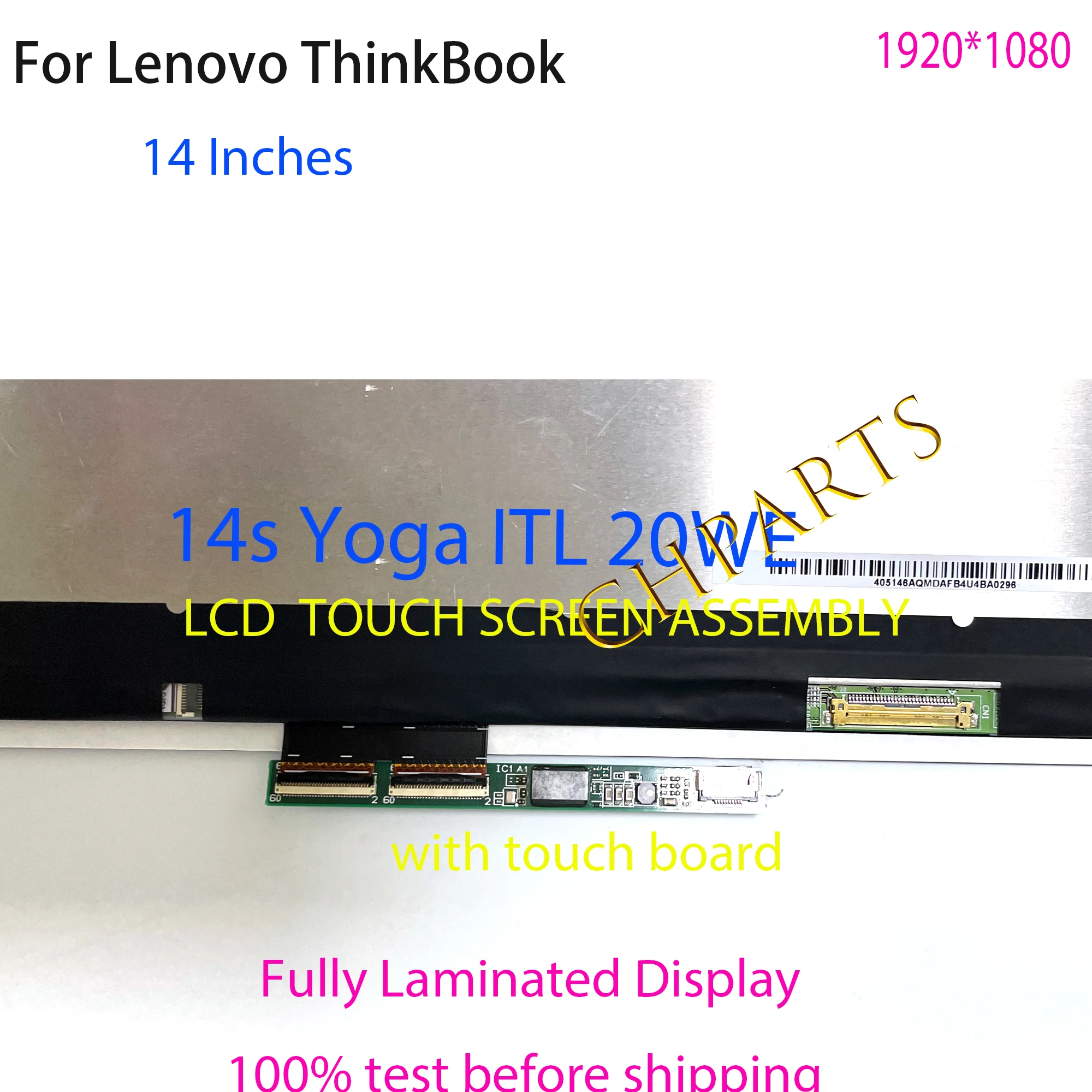 Imagem -04 - Lcd Touch Screen Digitizer Assembly Substituição Display Laptop 14 Lenovo Thinkbook 14s Yoga Itl 20we 5d10s39686