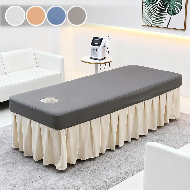 

Solid Reusable Massage Table Sheet Superfine Fiber 80x190cm Elastic Edge Face Hole Thicken Soft Towel for SPA Physiotherapy Bed