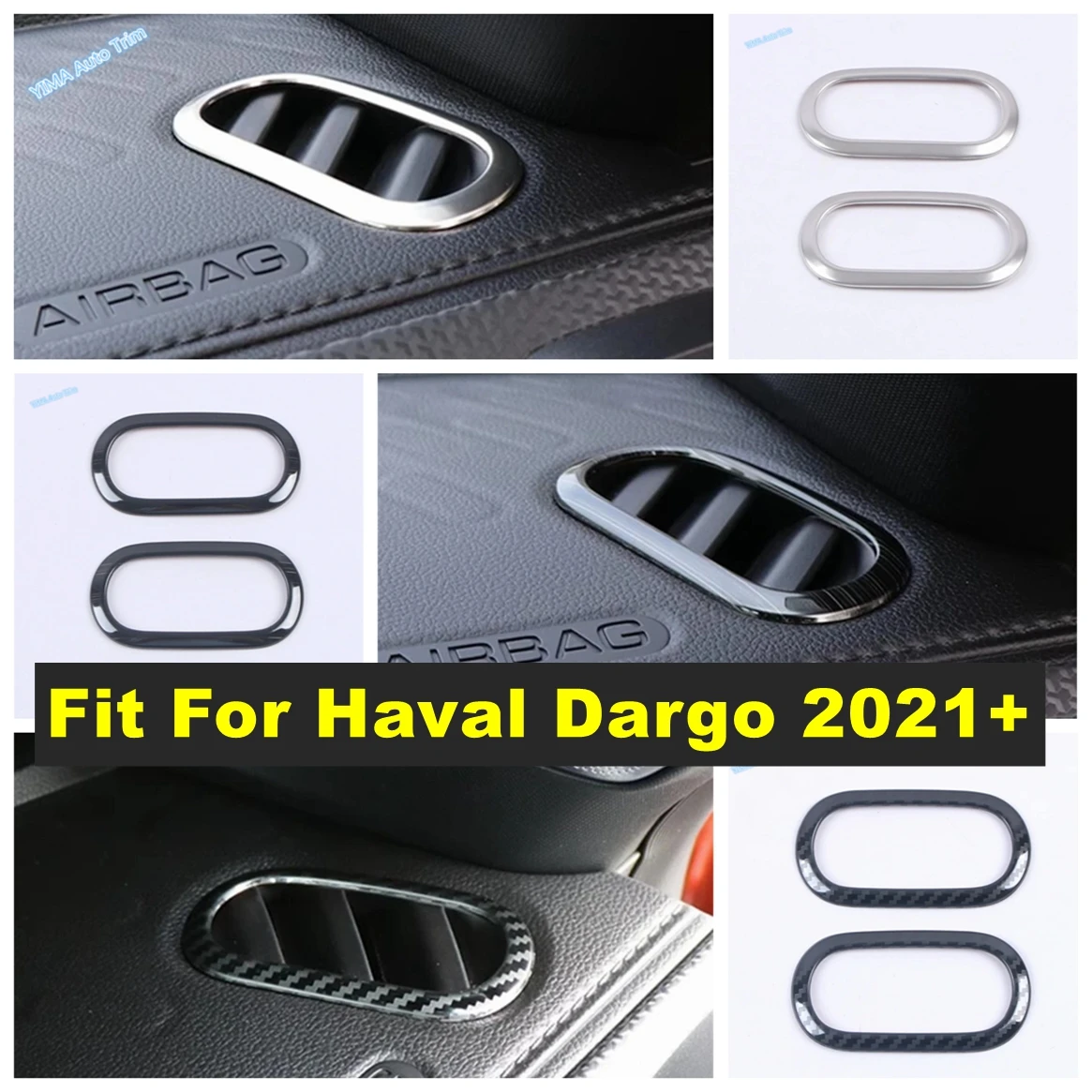 

Car Dashboard Front Air Conditioning Outlet Vent Decor Panel Cover Trim Stainless Steel Accessories For Haval Dargo 2021 - 2024