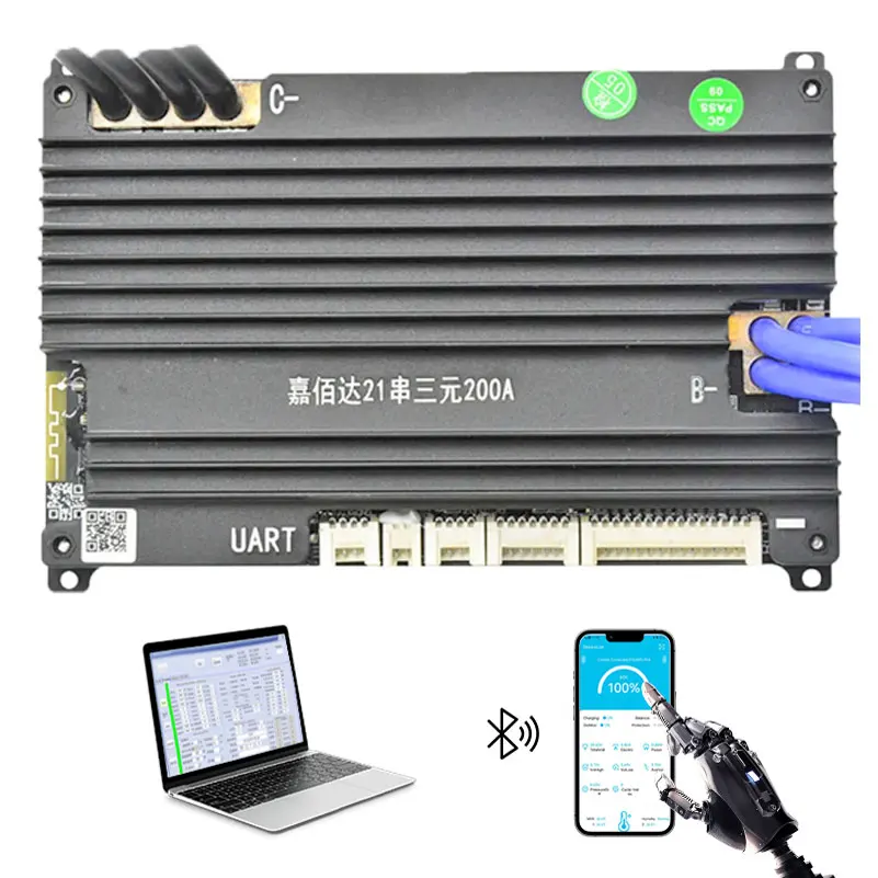 JBD الذكية BMS LiFePO4 ، 150A ، 200A ، 24V ، 36V ، 48V ، 60V ، 72V ، 8S ، 10S ، 11S ، 12S ، 13S ، 14S ، 15S ، 16S ، 17S ، 18S ، 19S ، 20 BT مدمج لـ UART ، S 21S