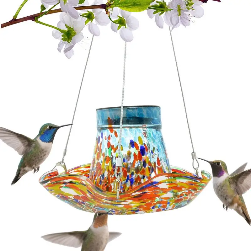 

Outdoor Hummingbird Feeder Solar Power Outdoor Bird Feeder Feeding Supplies Stain Glass Solar Decorations Garden Decor Lawn
