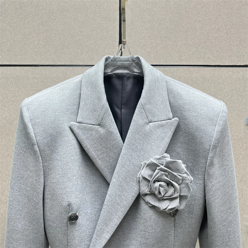 Jaqueta destacável de mulher, Decoração Floral 3D, Manga comprida, Top, Blazer, Casacos, Outono, Novo, 2021