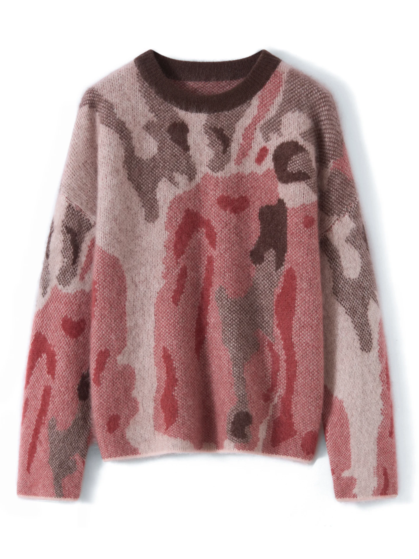 TLOML Ink Painting Artistic Sweater Women‘s 100% Plush Wool Knitwear O-neck Pullover Autumn Winter Thicken Loose Fashion Tops