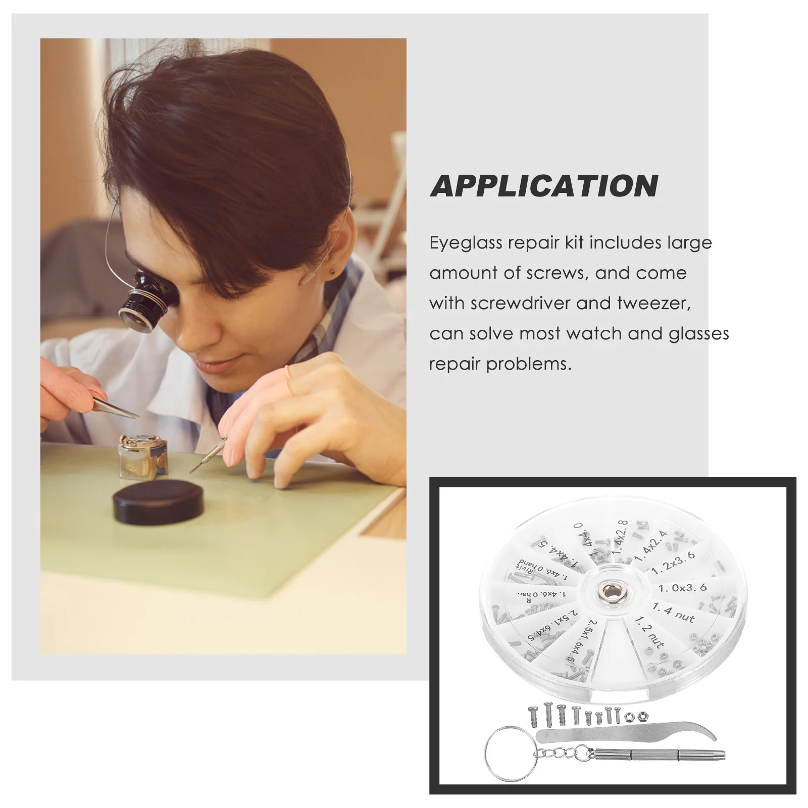 

1Set Eye Glass Screws Repair Kit Glasses Tiny Screws Stainless Steel Eyeglass Repair Kit Screwdriver Tweezers Set