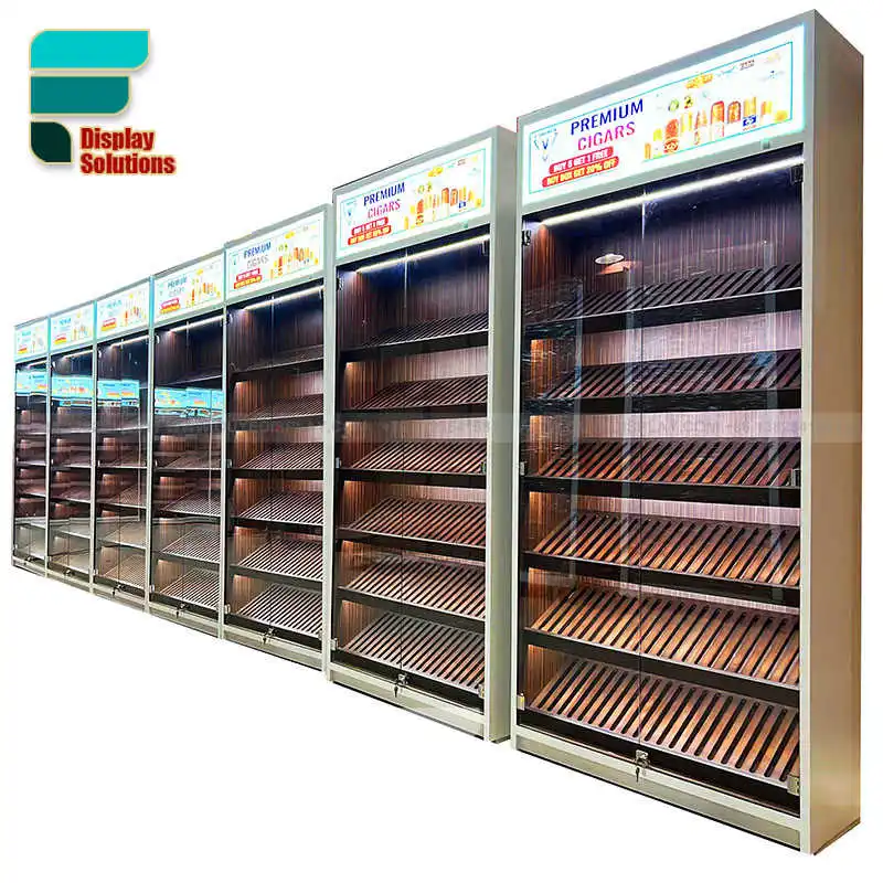 (customized)Wholesales Retail Cigar Shop Display Cigar Humidors Cabinet Showcase Smoke Shop Cigar Lounge Lockers