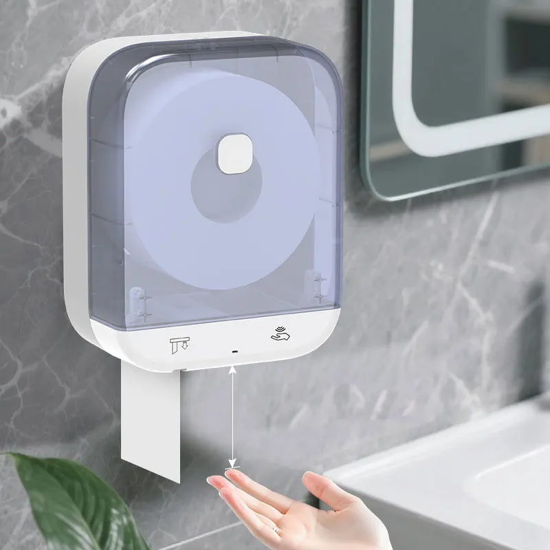 Wall-mounted inductive automatic paper cutter large roll paper box dispenser intelligent electric roll paper box  tissue holder