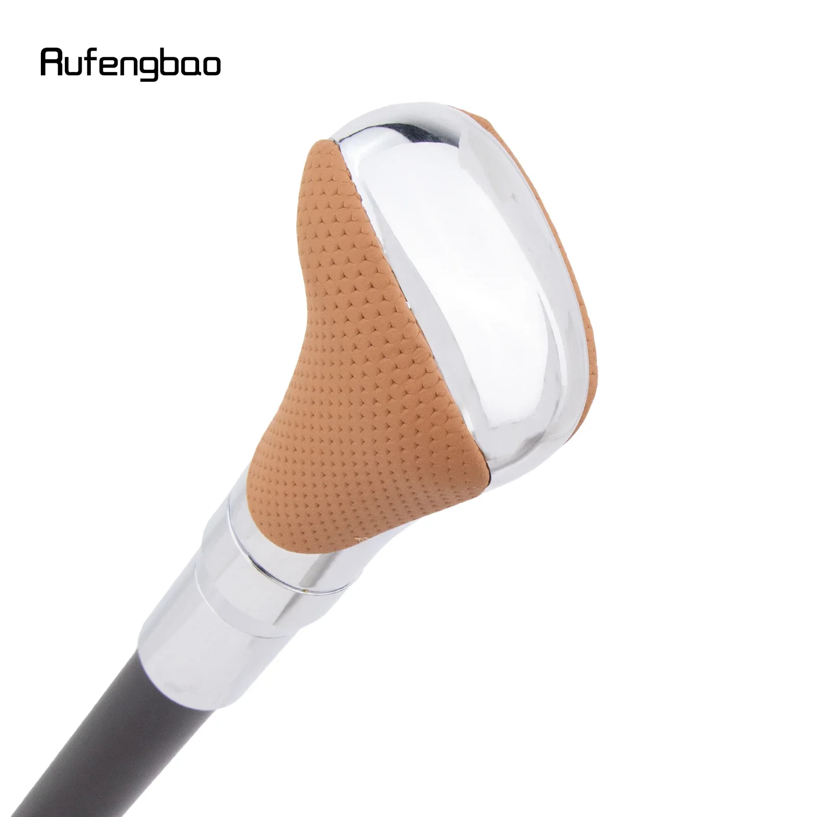 عصا المشي الفضية المصنوعة من الجلد باللون البرتقالي عصا المشي المزخرفة أنيقة للرجال مقاس 94 سم