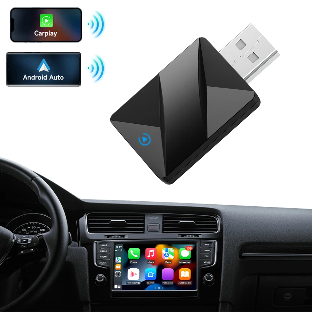 2 في 1 محول CarPlay اللاسلكي Android Auto USB Dongle Mini Box محول Carplay اللاسلكي للسيارات Carplay السلكية إلى Carplay اللاسلكية