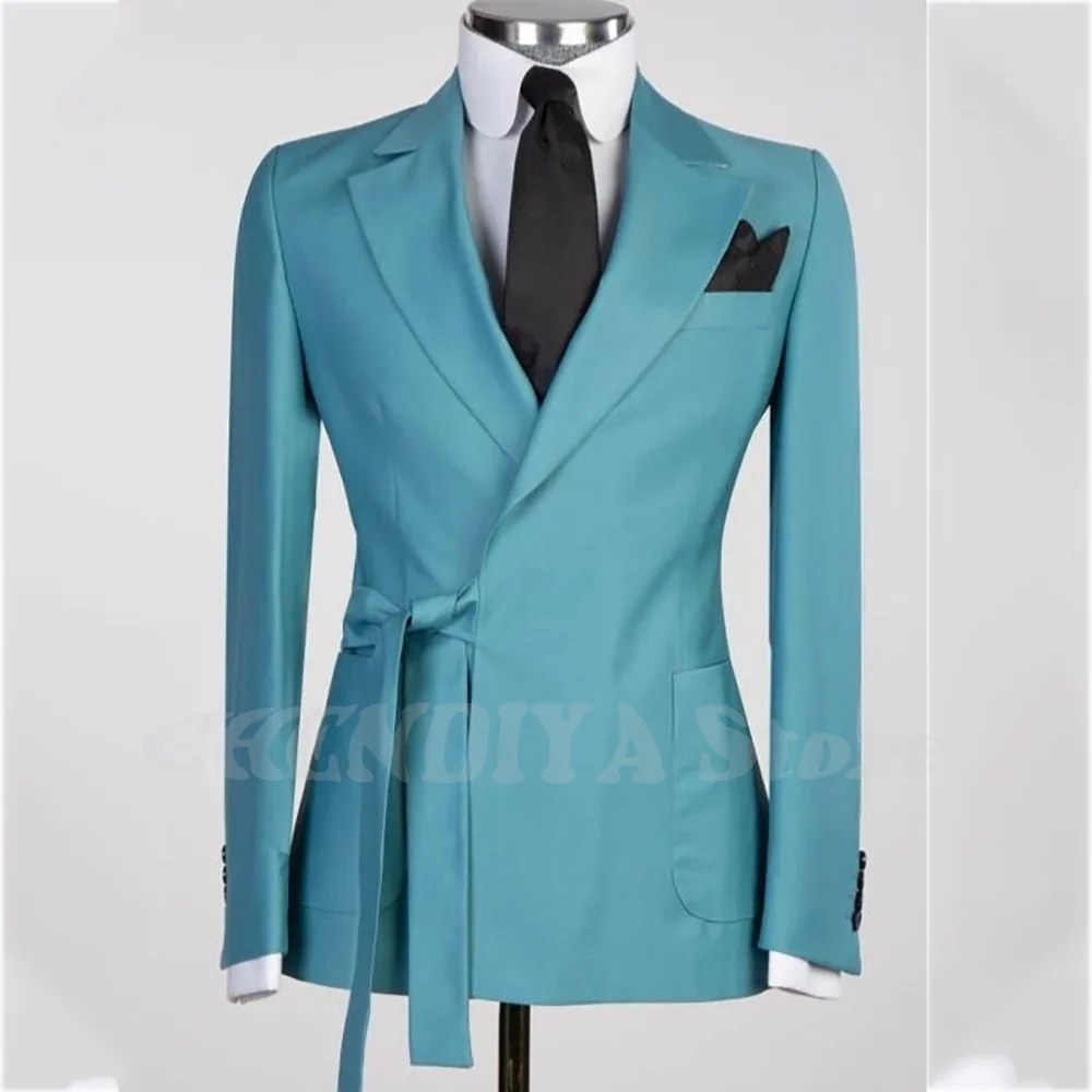 

Деловые приталенные свадебные мужские костюмы, комплект, элегантный однобортный костюм с остроконечными лацканами, индивидуальный комплект из двух предметов, куртка, брюки, костюм