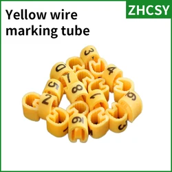 Freeshipping 120/600PCS Yellow Cable Markers EC-0/1/2/3/5/8 0.5 0.75 1 1.5 2.5 4 6 8 10 12 16 25 35MM2  For Wire Diameter Tubing