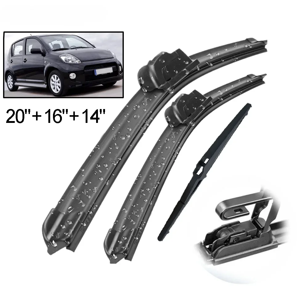 Car Wiper Front & Rear Wiper Blades Set Kit For Daihatsu Sirion MK2 2005 - 2012 Windshield Windscreen Window 20