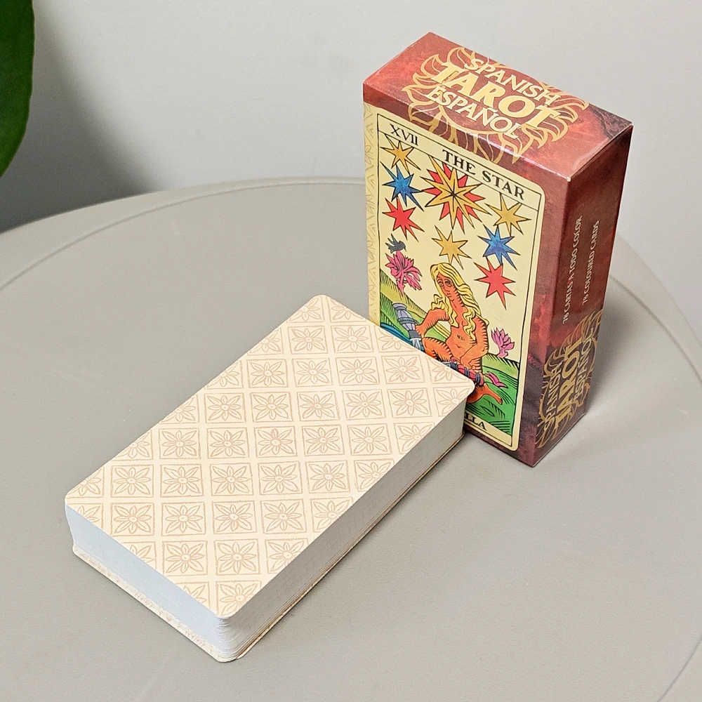 

Испанский Таро (Tarot Español) — колода 10,3*6 см, 78 карт, двуязычный (английский-испанский), в стиле Марселя, для гадания (Cartomancie Dusserre)