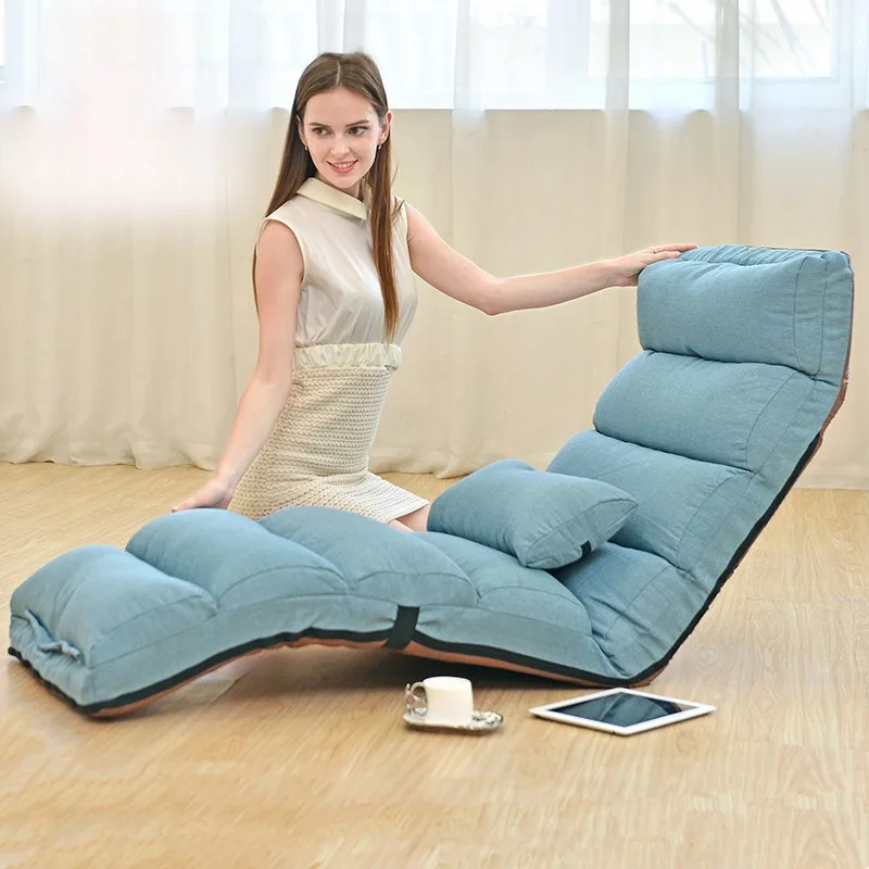 Modern minimalist foldable lazy sofa, extended tatami lounge chair, single floor sofa chair, multi adjustable backrest chair