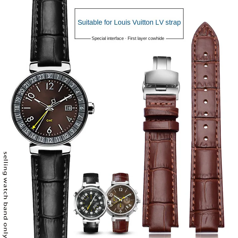 21-12 18-10mm For Louis Vuitton Tambour Cowhide Watchband Men Women Q114k Q1121 Strap For Lv Genuine Leather Watch accessories