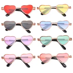 2022 Vintage Doll Sunglasses For Doll Accessories Heart Metal Glasses Photo Prop Pet Glasses Toy 9.5cm Miniature Doll Sunglasses