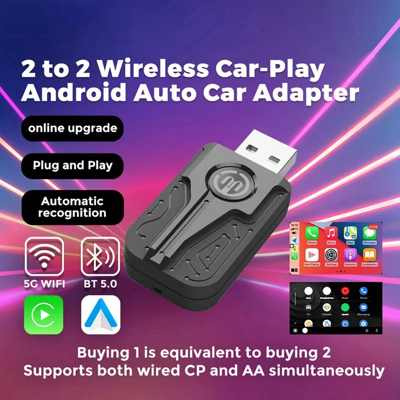 Androidカーラジオ,CarPlayアダプター,ポータブルスマートドングル,車のワイヤレススマートボックスに配線されたaiボックス