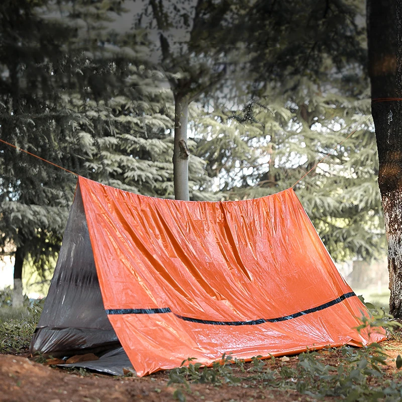 Mylar Tube tenda sacco a pelo impermeabile Outdoor SOS coperta termica riutilizzabile 2 persone rifugio di emergenza Bivy Survival Tent Kit