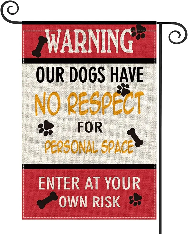AVOIN colorlife Personal Space Enter At Your Own Risk Garden Flag Double Sided, Dogs Warning Flag Yard Outdoor Decoration 12 WWP