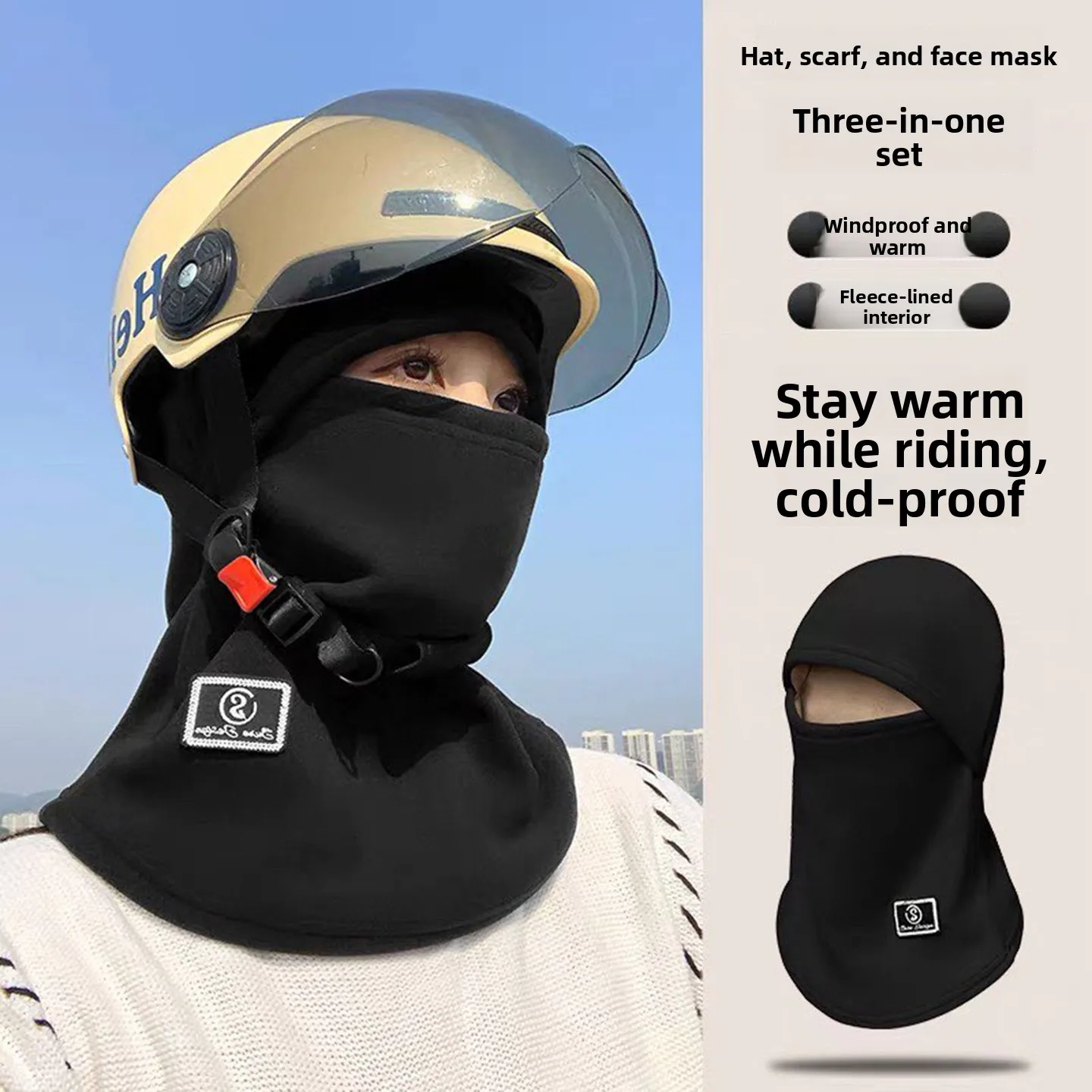 Warm Fleece Lined Cycling Mask Headset Unisex  Vehicle Windproof Cold Proof Face Shield Scarf Casual Style Autumn Winter
