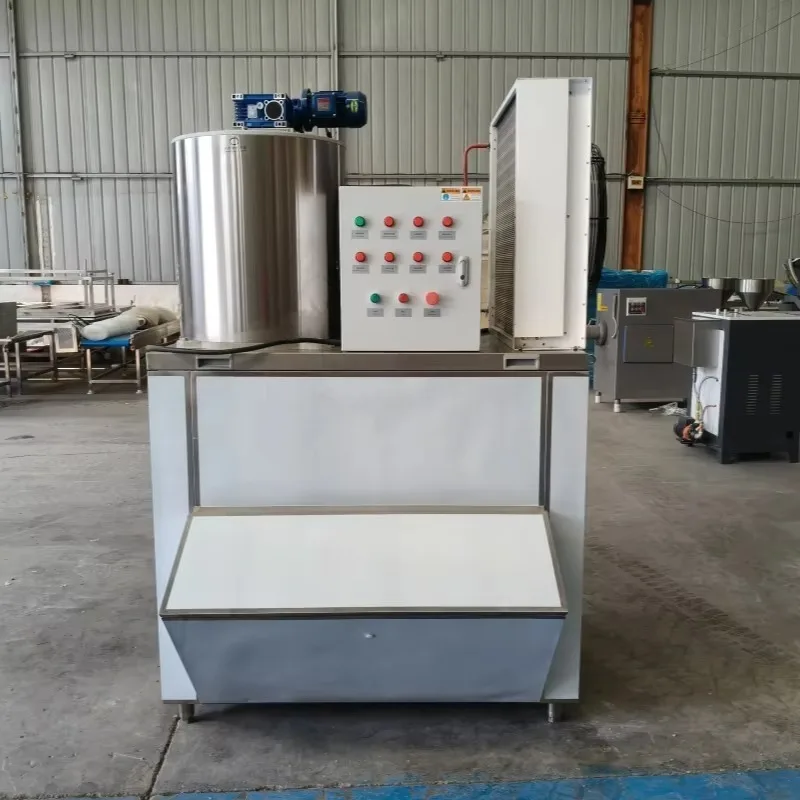 Flake Ice Machine Commercial Stainless Steel Ice Flaker Ice Maker for Restaurant Bar Seafood Cooling Storage Unit