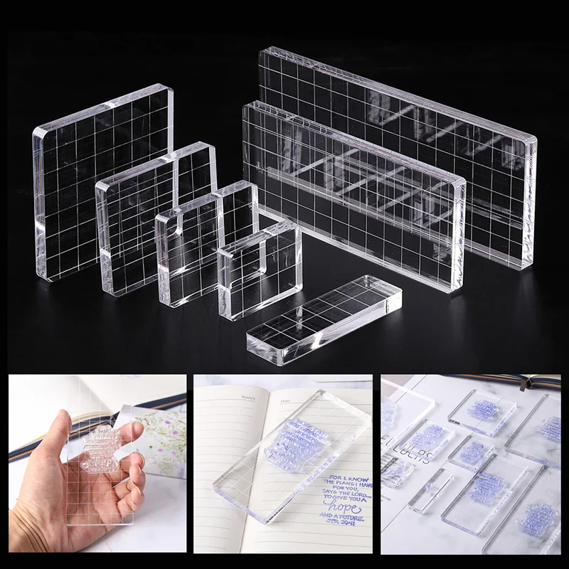 Transparency Acrylic Block for DIY Transparent Seal Stamp Cling Mounted Rubber Stamps Scrapbooking Photo Album Decorative