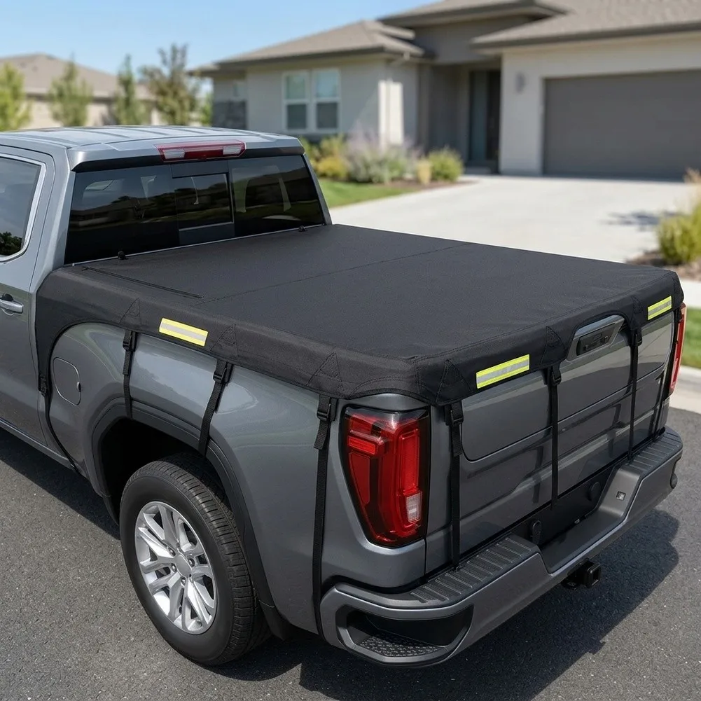 Waterproof Pickup Truck Cargo Cover 600D Oxford Fabric with Full Zipper for Easy Loading Unloading Multiple Size Options