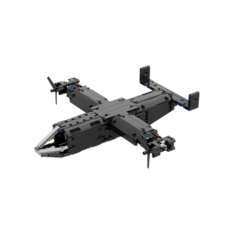 MOC Tiltrotor Transport Aircraft Building Blocks Set Vertical Take-Off Hybrid Model Adult Collection Gift Hobby Toy