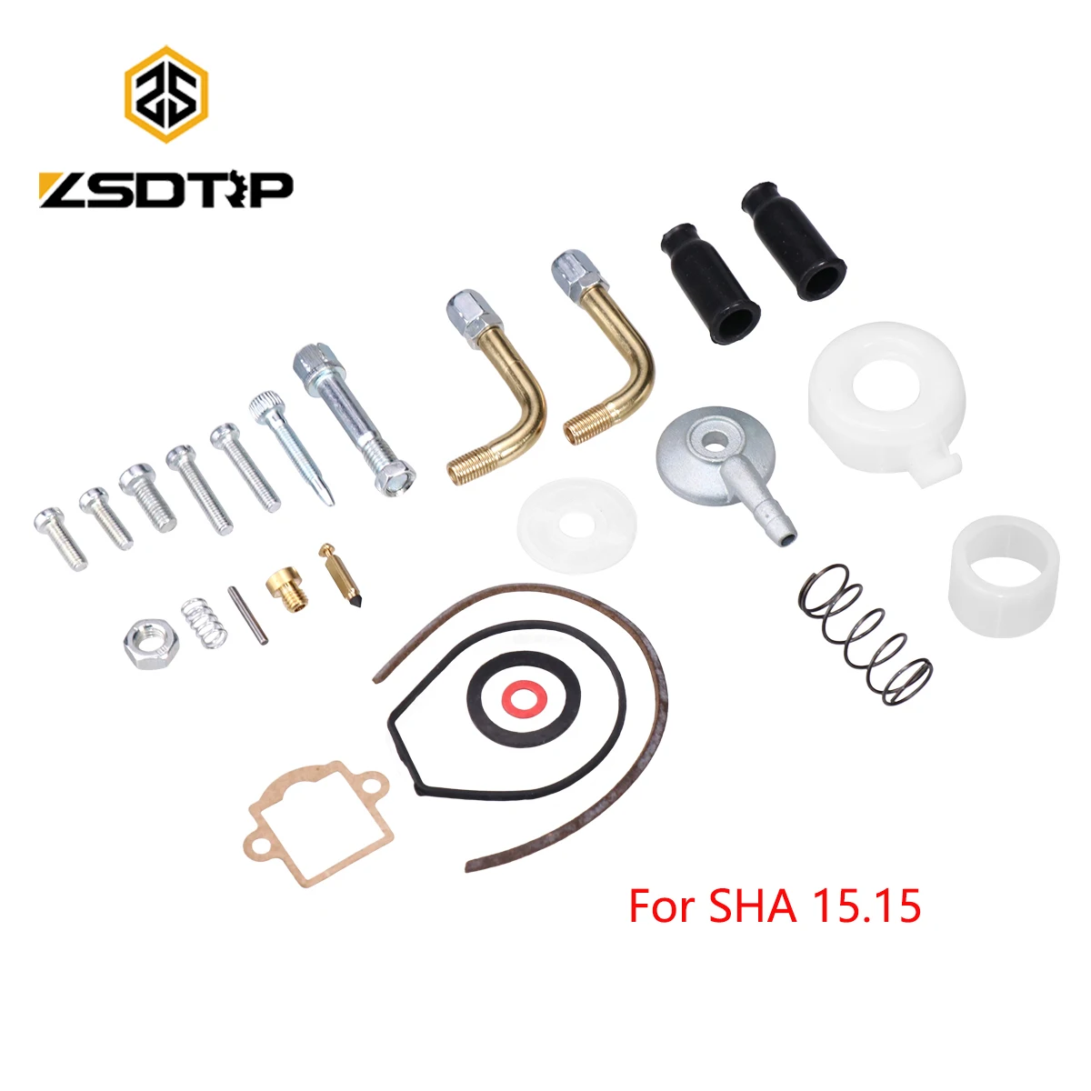 ZSDTRP For DELLORT SHA 15.15 Carburetor Repair Kit With 90° Cable elbow kit Top Cover Gasket Float Idle Main Jet Mixture Screw