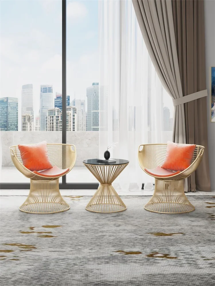 

Nordic balcony tables and chairs leisure chair simple single person sofa chair online celebrity luxury home one table and two ch