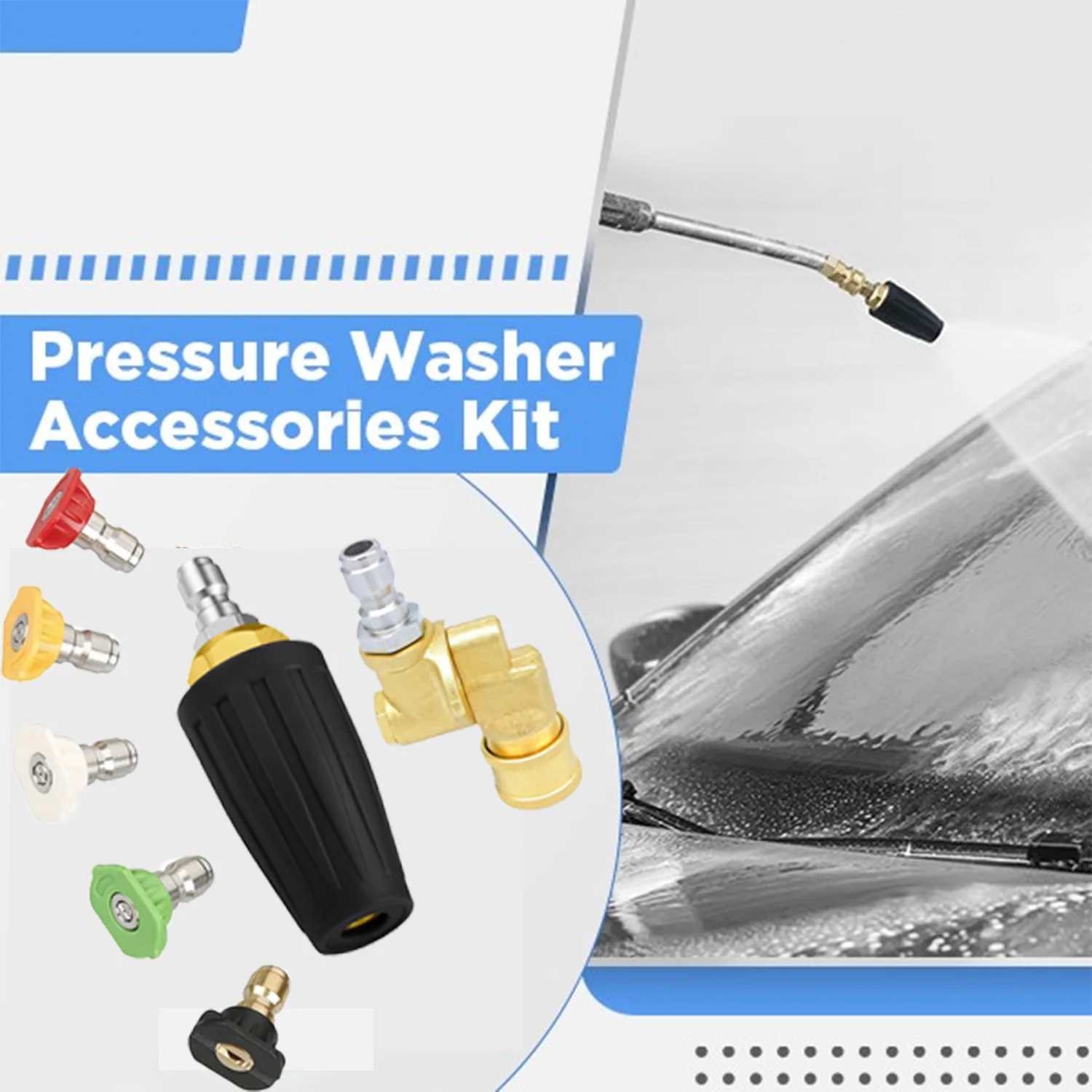 

Турбинное сопло для мойки высокого давления мощностью 4000 фунтов на квадратный дюйм с поворотным соединением 4500 фунтов на квадратный дюйм и комплектом сопел из 5 предметов