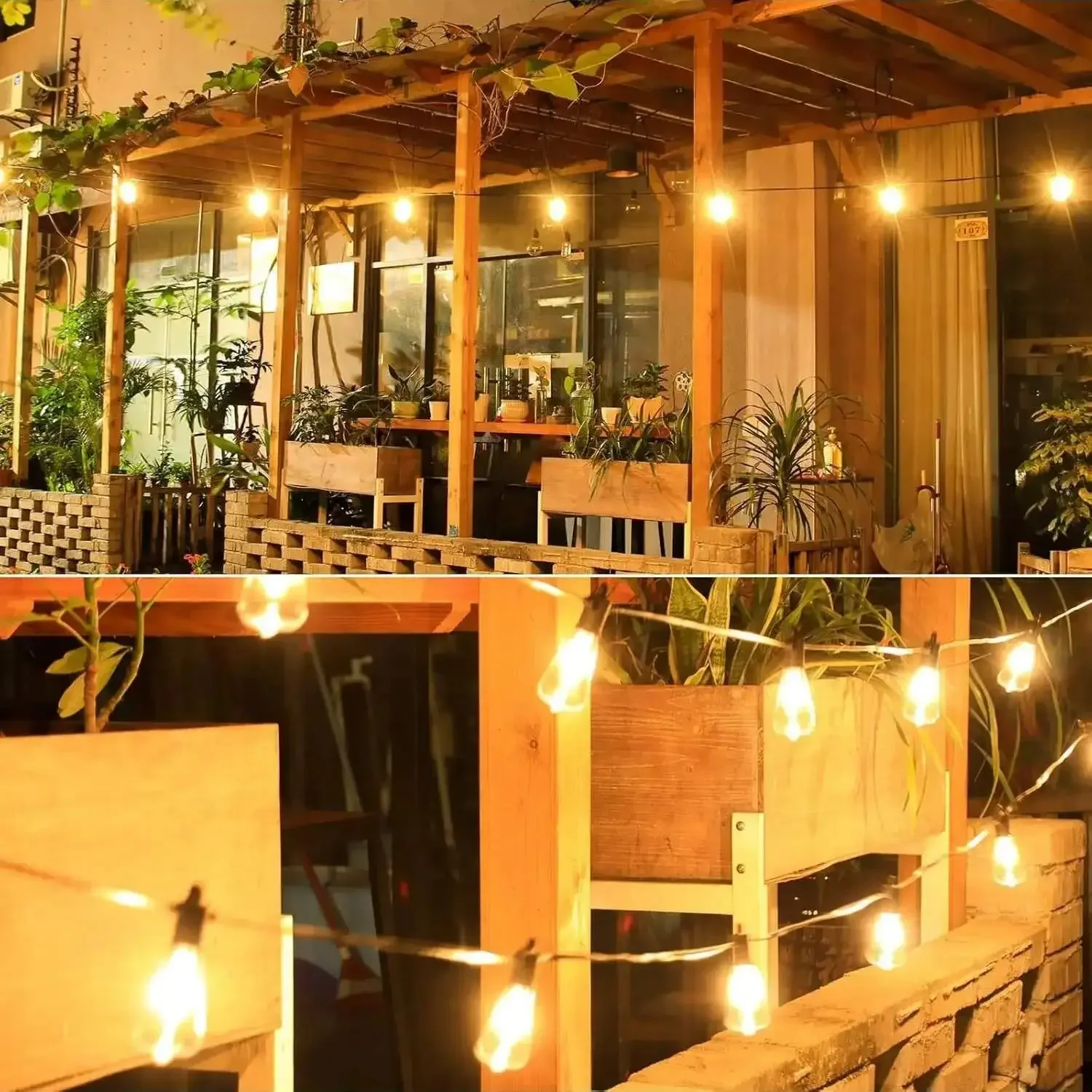 

LED Outdoor String Lights, Patio Lights Vintage Edison Shatterproof Bulbs, Waterproof Connectable Dimmable Hanging Lights