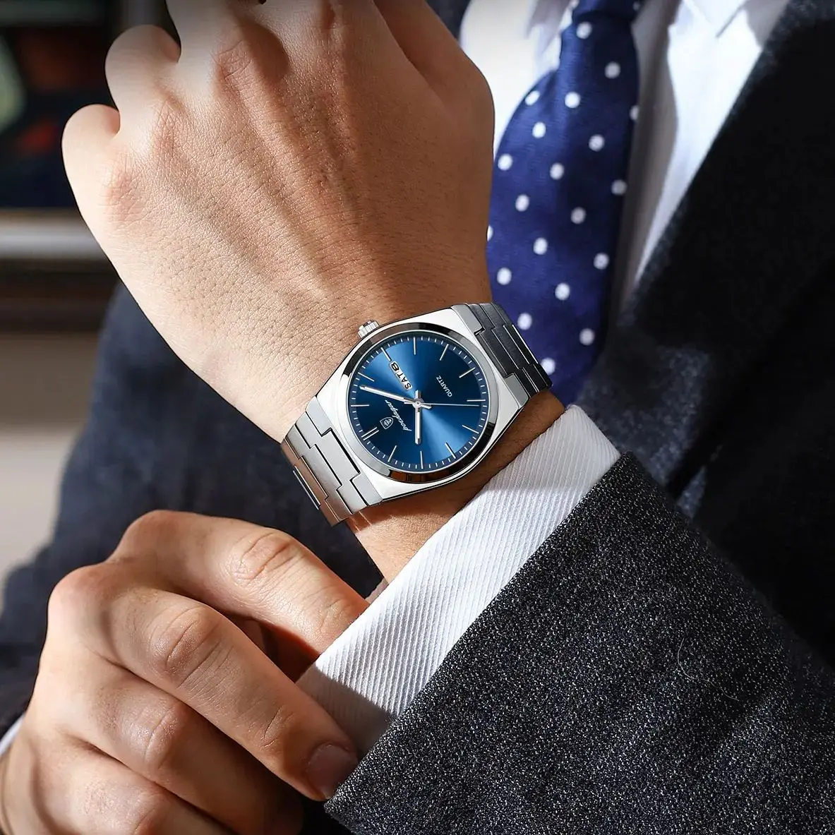 POEDAGAR ساعة يد فاخرة للرجال من الفولاذ المقاوم للصدأ مقاومة للماء ساعة رجالية مضيئة تاريخ الأسبوع كوارتز موضة ساعات رجال الأعمال