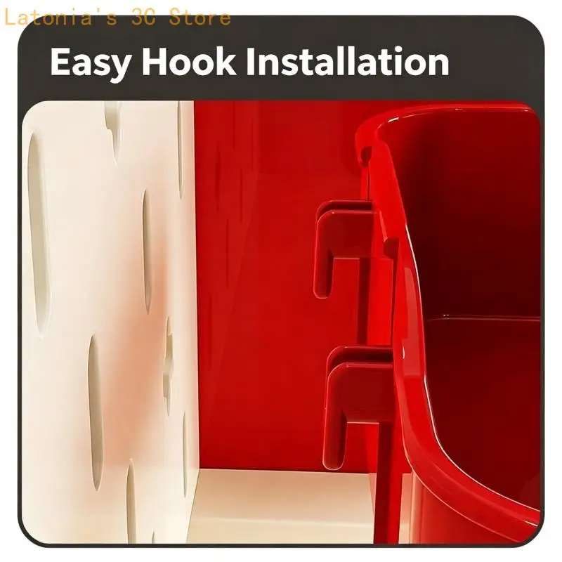 Pegboard Desktop Organizers with Repositionable Hook and Storage Bin, Upright Compartments and Clear Drawer for Desk