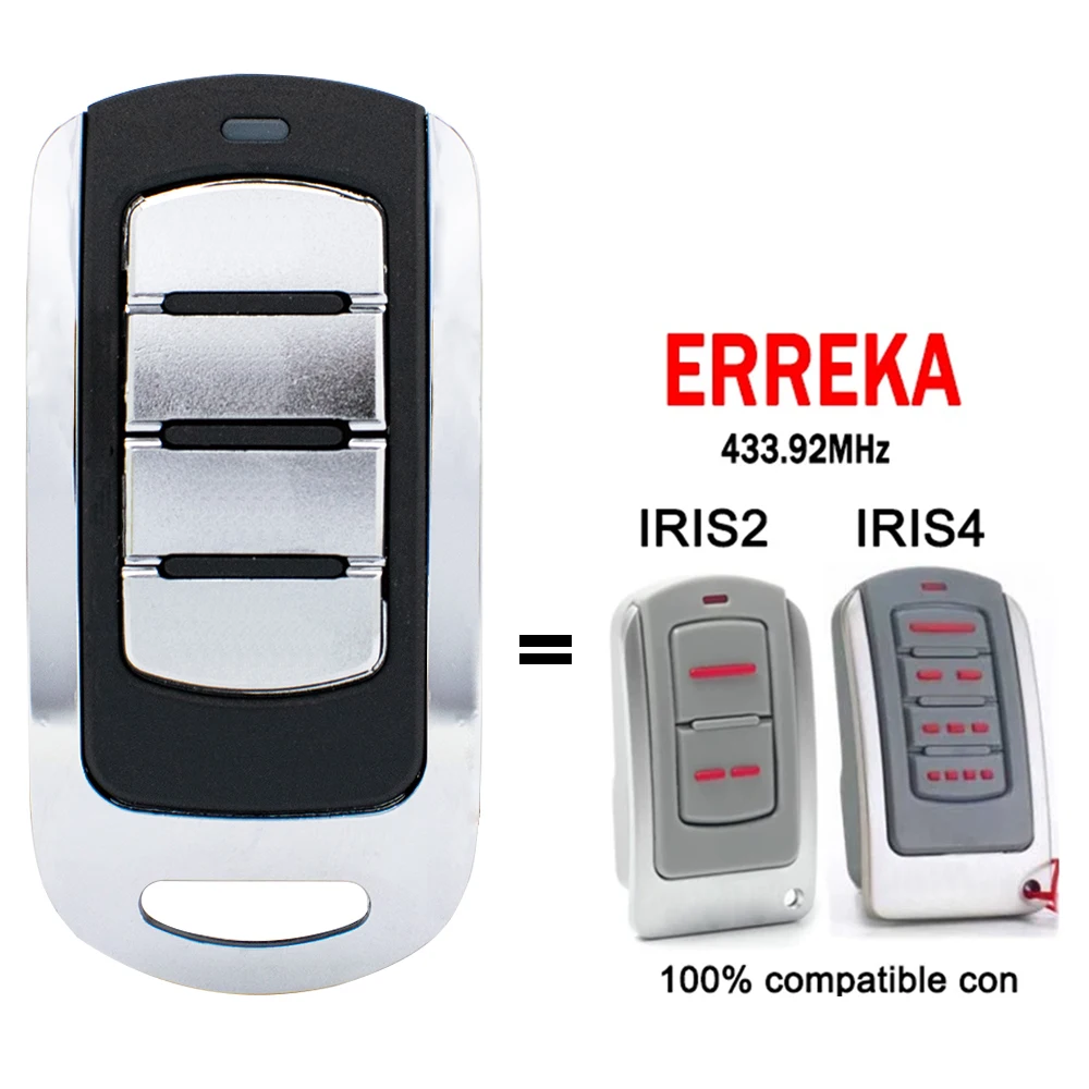 Remote Control Compatible with ERREKA IRIS 2 IRIS 4 433MHz Rolling Code Garage Gate Door Command