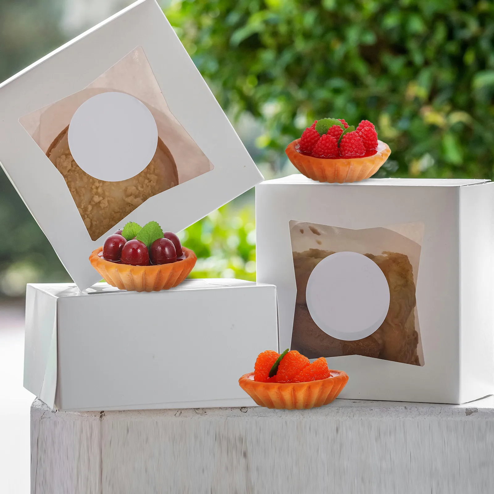 

Набор из 6 реалистичных искусственных фруктовых тарталеток/кексов для фотосъемки, декора дома, кухни, витрин и пекарен