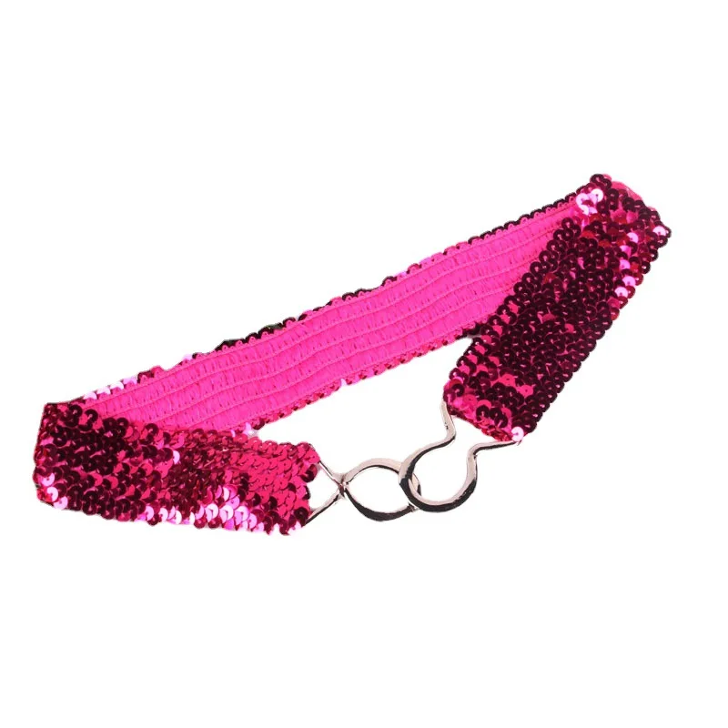 Sequin belts gorgeous fashion adult kids women\'s belts wholesale elastic belts toe buckle elastic belts