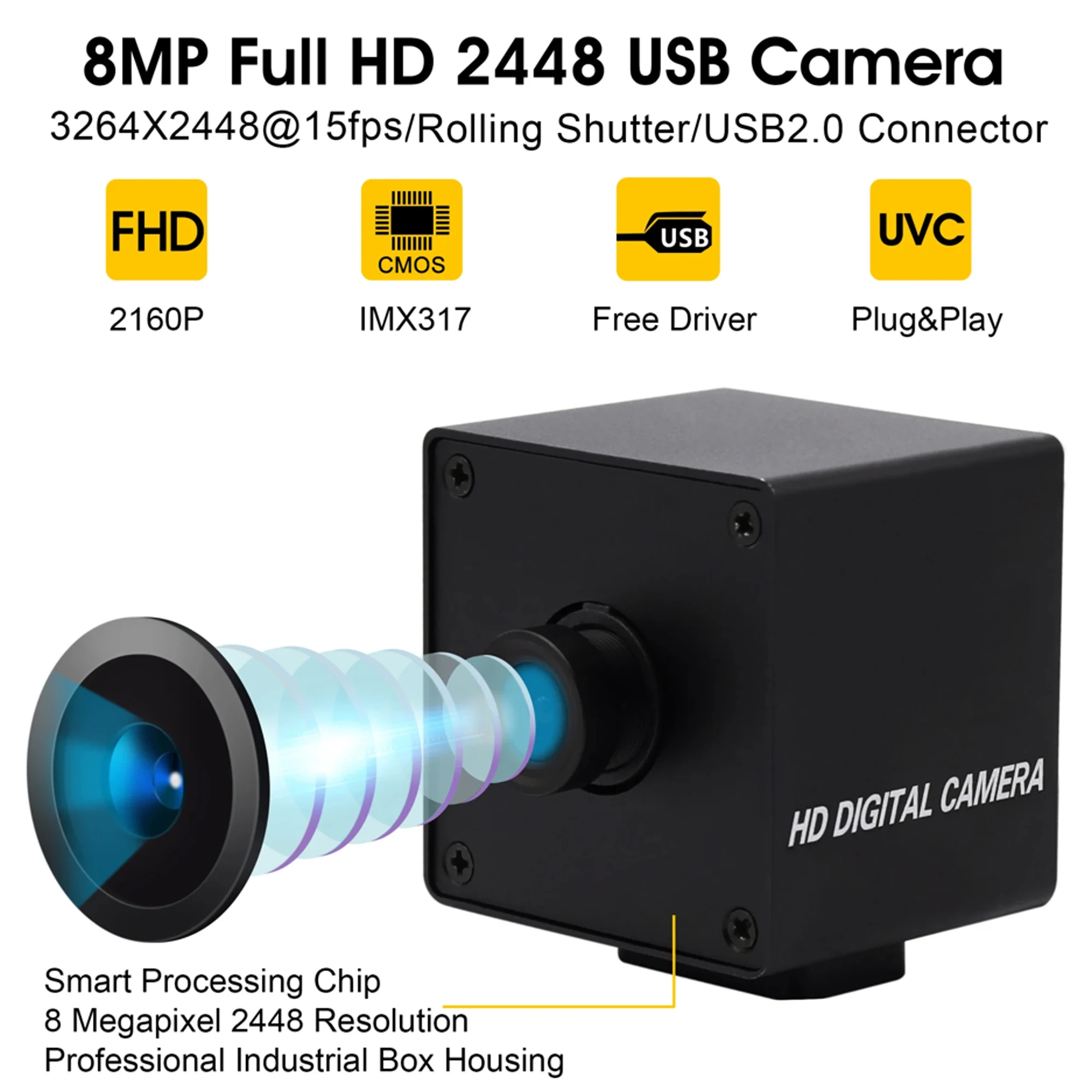 ELP 8MP USB Camera High Resolution Digital Camera Mini USB Industrial Camera IMX179 Sensor for Baby Monitor Video Conference